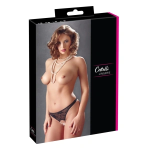 Cottelli DONJE RUBLJE Lace String Pearls black S