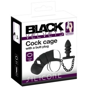 Black Velvets kavez za penis s čepom
