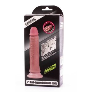 Lovetoy dvoslojni dildo od silikona s vakuumom 18 cm