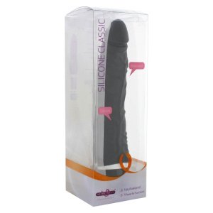 Silikonski klasični vibrator, dužine 19 cm, crne boje
