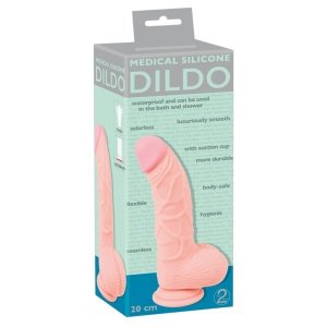 Medicinski silikonski dildo s vakuumom 20 cm