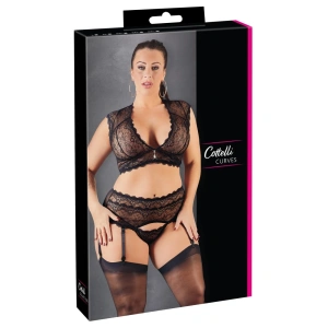 Cottelli CURVES čipkasti set crni 3XL