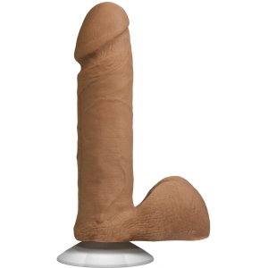 Doc Johnson Realistični penis s kuglicama - uklonjiva vakuumska čašica Vac-U-Lock - ULTRASKYN - 6 / 16 cm - karamel